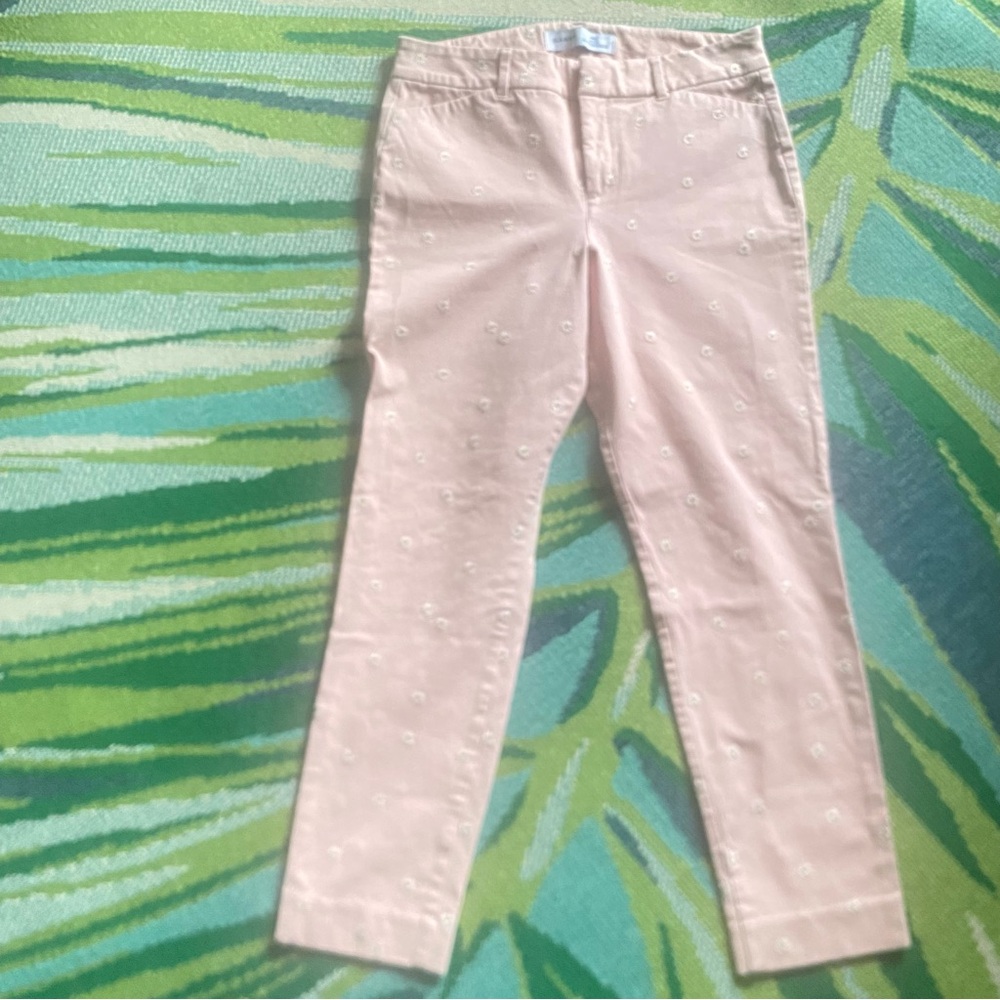 Old Navy pixie high rise cropped Pink Embroidered Chino Pants